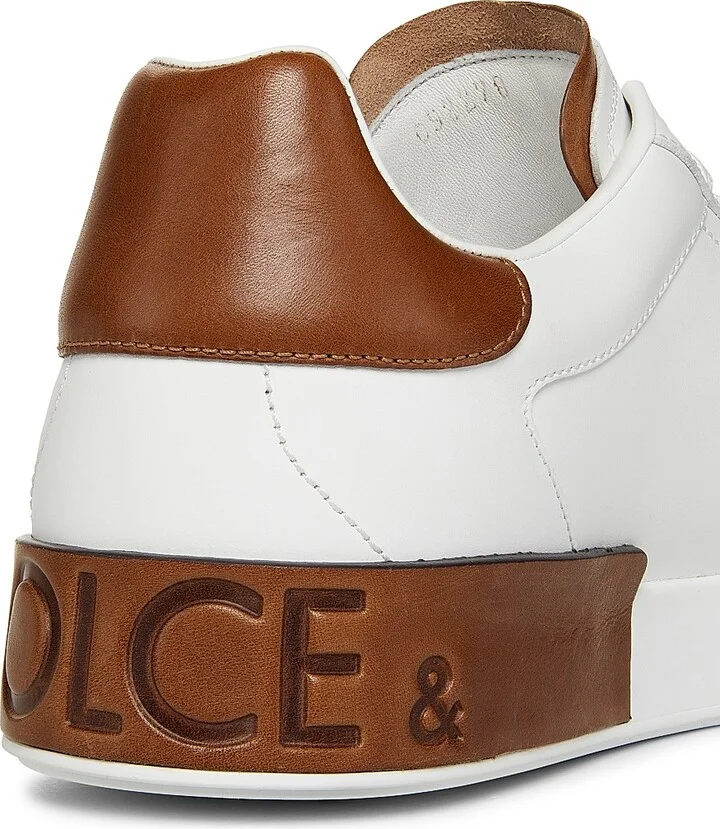 Men's Portofino Leather Sneakers - White Tan - Size 6 - Image 5