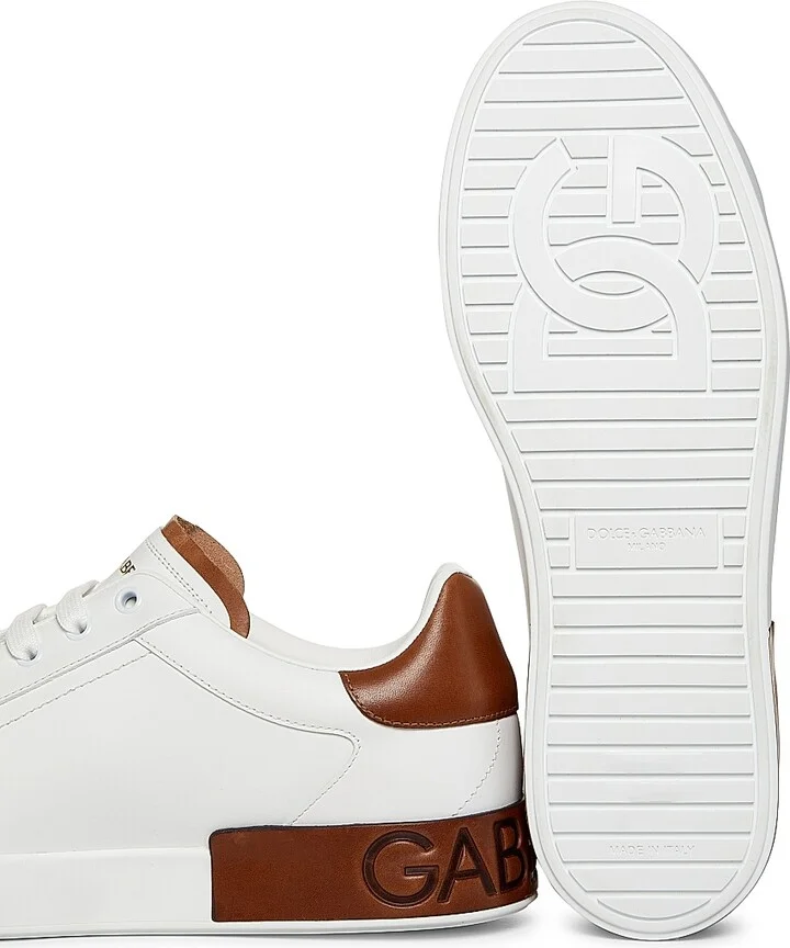 Men's Portofino Leather Sneakers - White Tan - Size 6 - Image 6