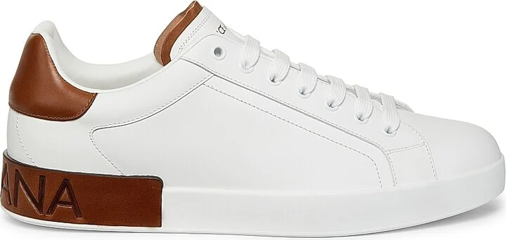 Men's Portofino Leather Sneakers - White Tan - Size 6