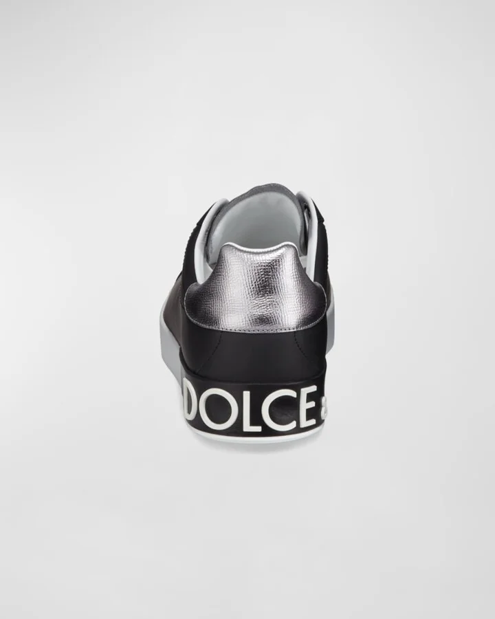 Men's Portofino Logo Leather Low-Top Sneakers - Image 2