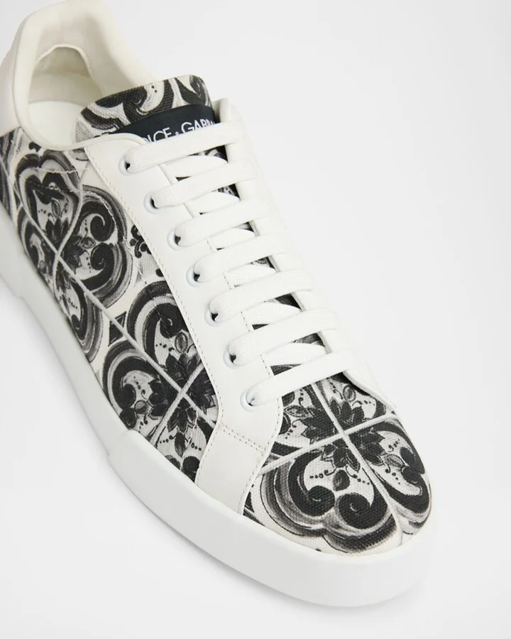 Men's Portofino Low-Top Printed Canvas Sneakers - Image 8