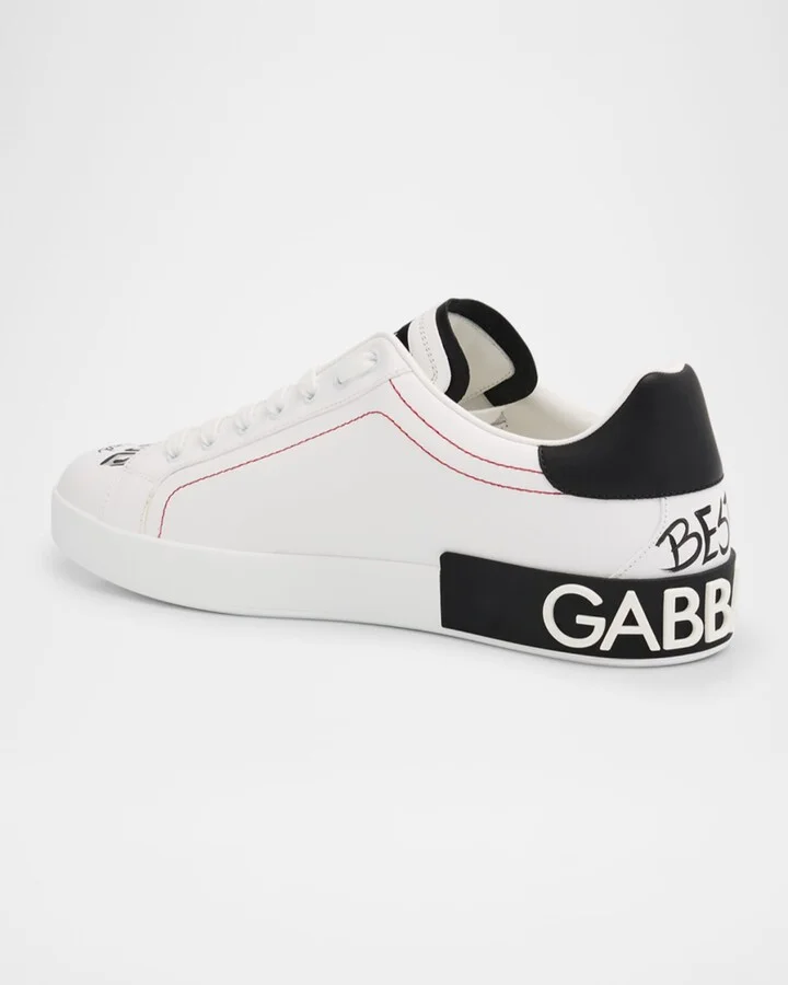 Men's Portofino Printed Leather Sneakers with Patch - Image 2