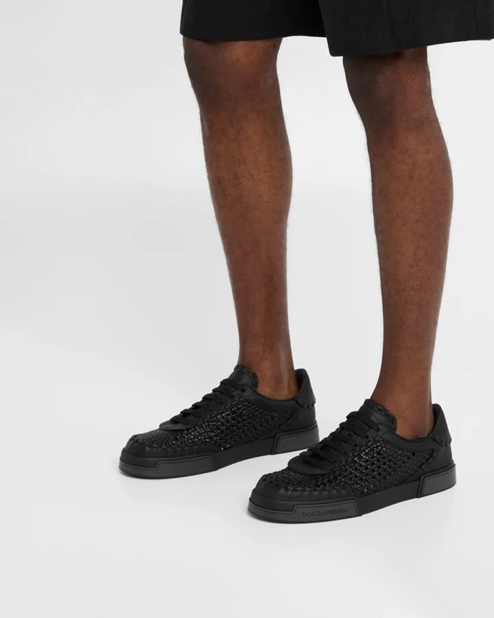 Men's Portofino Yacht Woven Leather Low-Top Sneakers - Image 2
