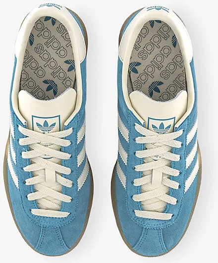 Mens Preloved Blue Off White Munchen Suede Low-Top Trainers Eur 44.5 / 10.5 Uk Men - Image 2