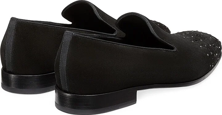 Men's Premiere Party Crystal-Embellished Suede Loafers - Black - Size 10 - Image 3