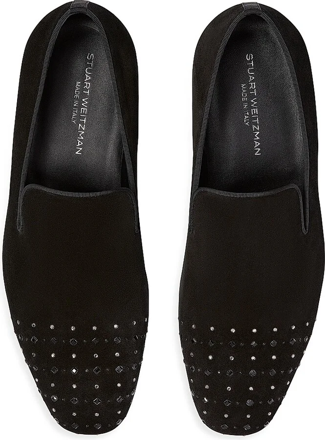 Men's Premiere Party Crystal-Embellished Suede Loafers - Black - Size 10 - Image 4