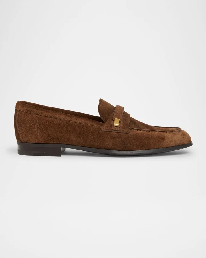 Men's Preston Rubber-Sole Suede Penny Loafers