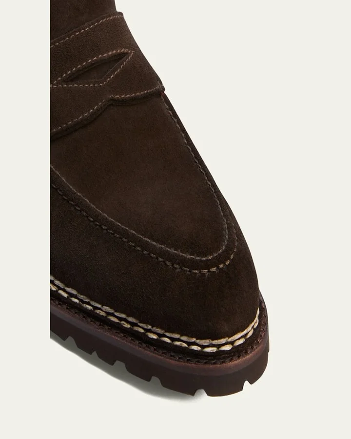 Men's Principe Lug Sole Suede Penny Loafers - Image 3