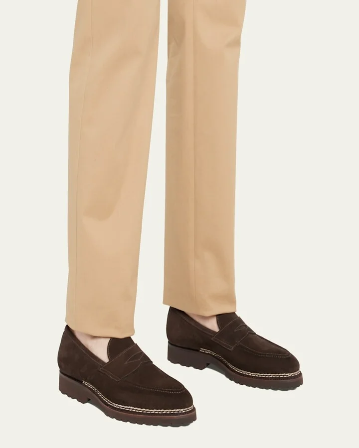 Men's Principe Lug Sole Suede Penny Loafers - Image 4