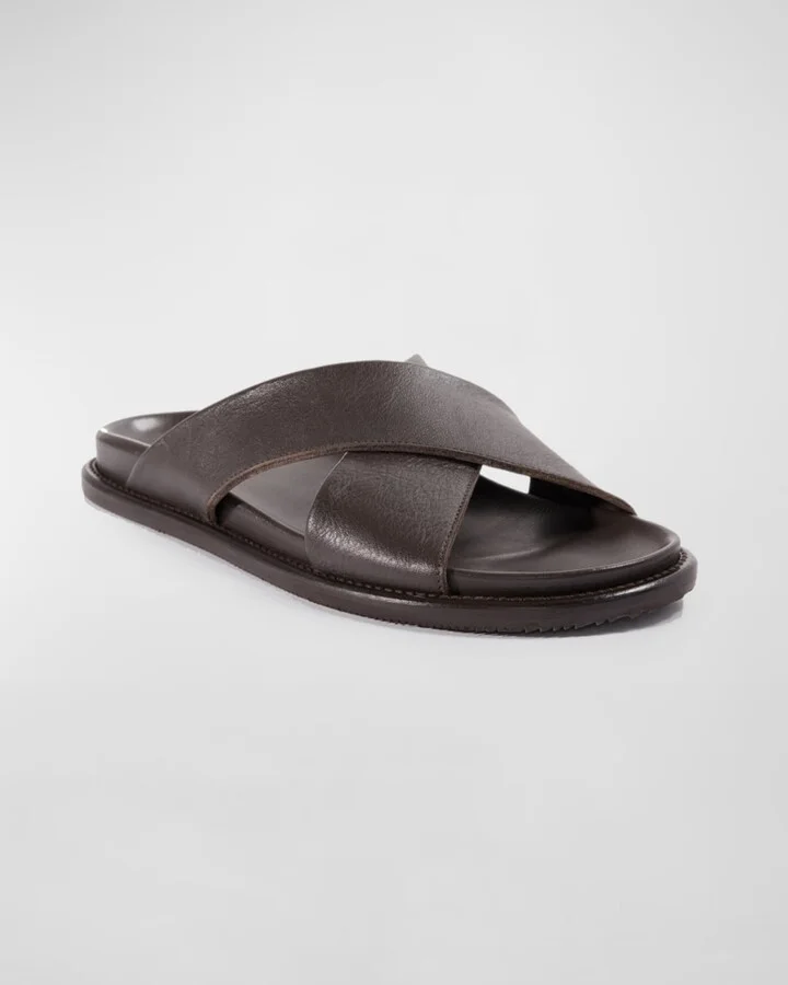 Men's Punta Crisscross Leather Slide Sandals - Image 6