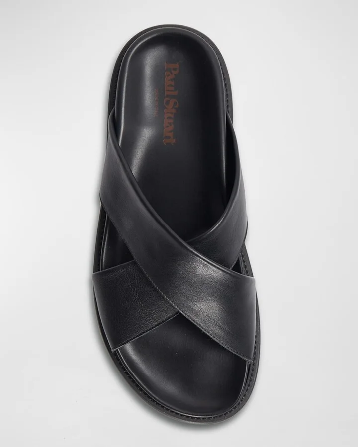 Men's Punta Crisscross Leather Slide Sandals - Image 11