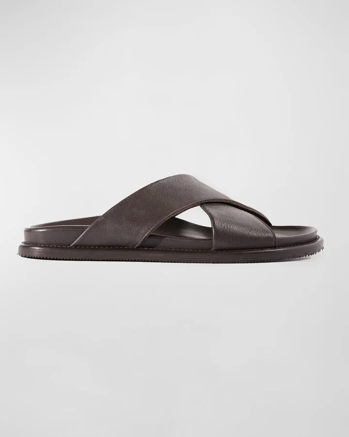 Men's Punta Crisscross Leather Slide Sandals