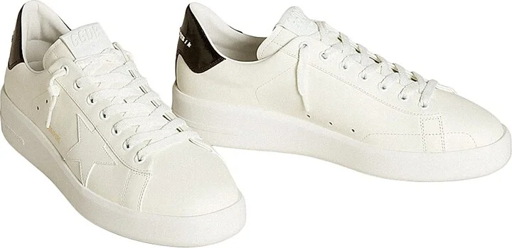 Men's Pure Leather Low-Top Sneakers - Optic White Black - Size 6 - Image 2