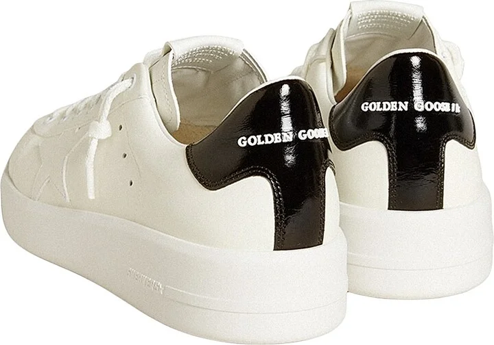 Men's Pure Leather Low-Top Sneakers - Optic White Black - Size 6 - Image 3
