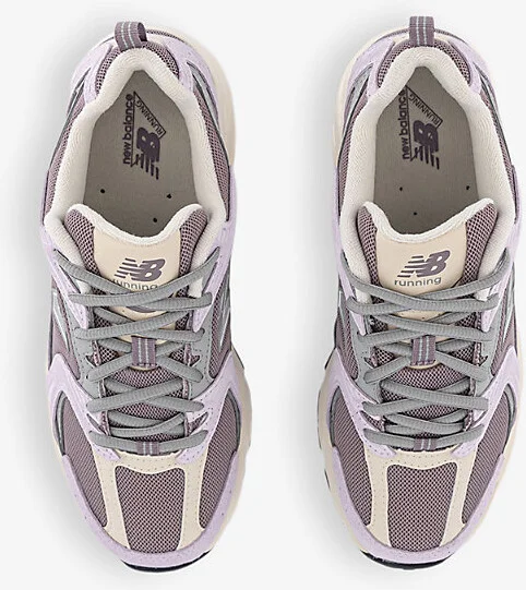 Mens Purple Mr530 Logo-Embossed Suede and Mesh Low-Top Trainers 7.5 - Image 2