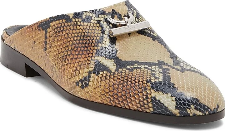 Men's Python-Embossed Leather T-Bar Loafers - Multi Color Silver - Size 8 - Image 2