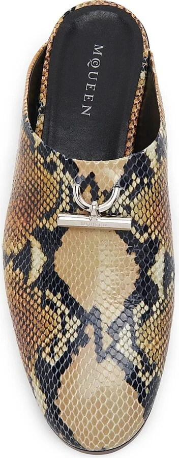 Men's Python-Embossed Leather T-Bar Loafers - Multi Color Silver - Size 8 - Image 4