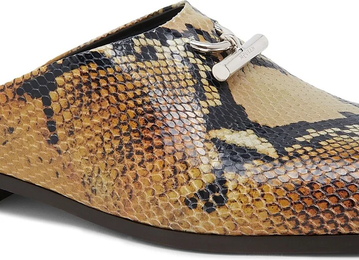 Men's Python-Embossed Leather T-Bar Loafers - Multi Color Silver - Size 8 - Image 5