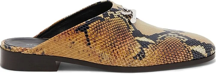 Men's Python-Embossed Leather T-Bar Loafers - Multi Color Silver - Size 8
