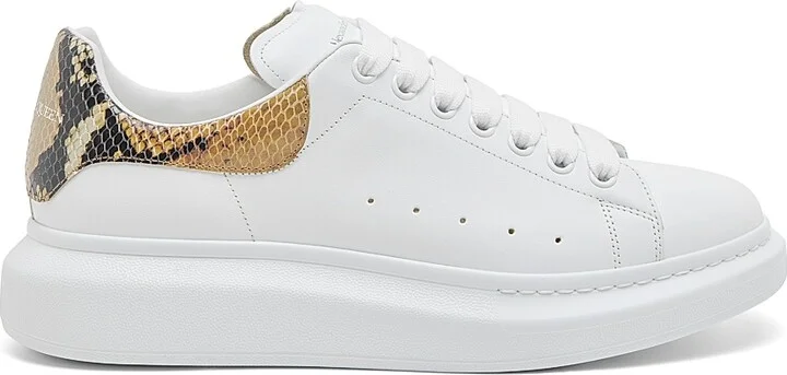 Men's Python-Print Detailed Low-Top Sneakers - White Multi Color - Size 7 - Image 2