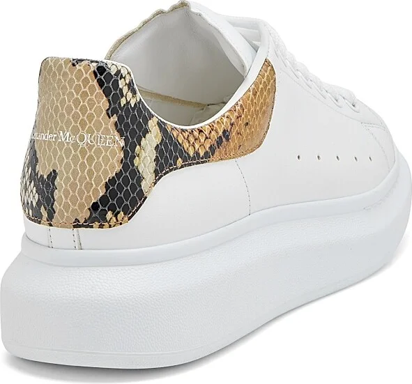 Men's Python-Print Detailed Low-Top Sneakers - White Multi Color - Size 7 - Image 3