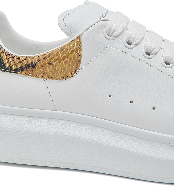 Men's Python-Print Detailed Low-Top Sneakers - White Multi Color - Size 7 - Image 5