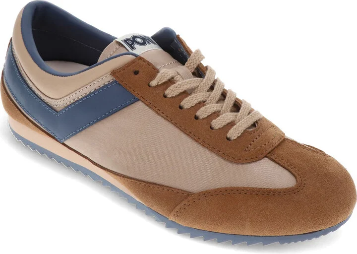 Mens Racer Genuine Suede and Nylon Premium Lace Up Athletic Sneaker Shoe