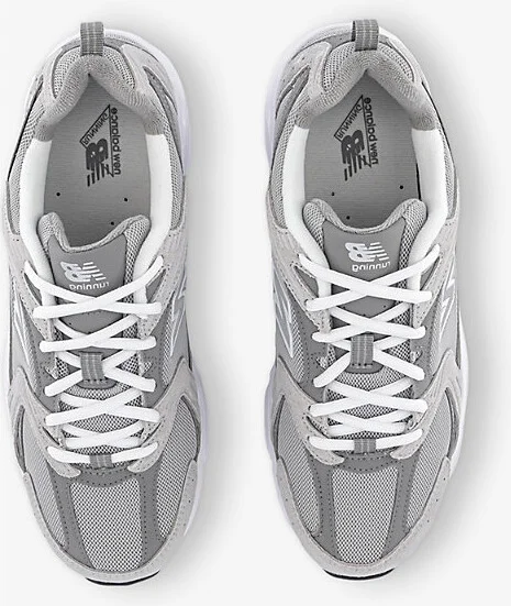 Mens Raincloud Grey White Mr530 Logo-Embossed Leather and Mesh Low-Top Trainers 8.5 - Image 2