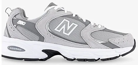 Mens Raincloud Grey White Mr530 Logo-Embossed Leather and Mesh Low-Top Trainers 8.5