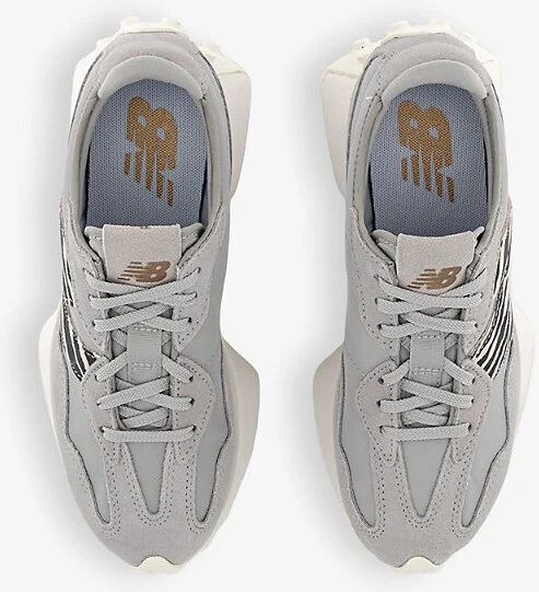 Mens Raincloud White Zebra 327 Mesh and Suede Low-Top Trainers 4.5 - Image 2