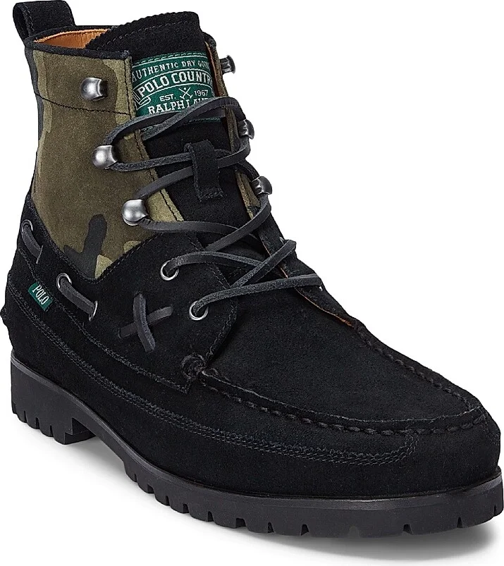 Men's Ranger Camouflage Suede Boots - Black Camo - Size 10 - Image 2