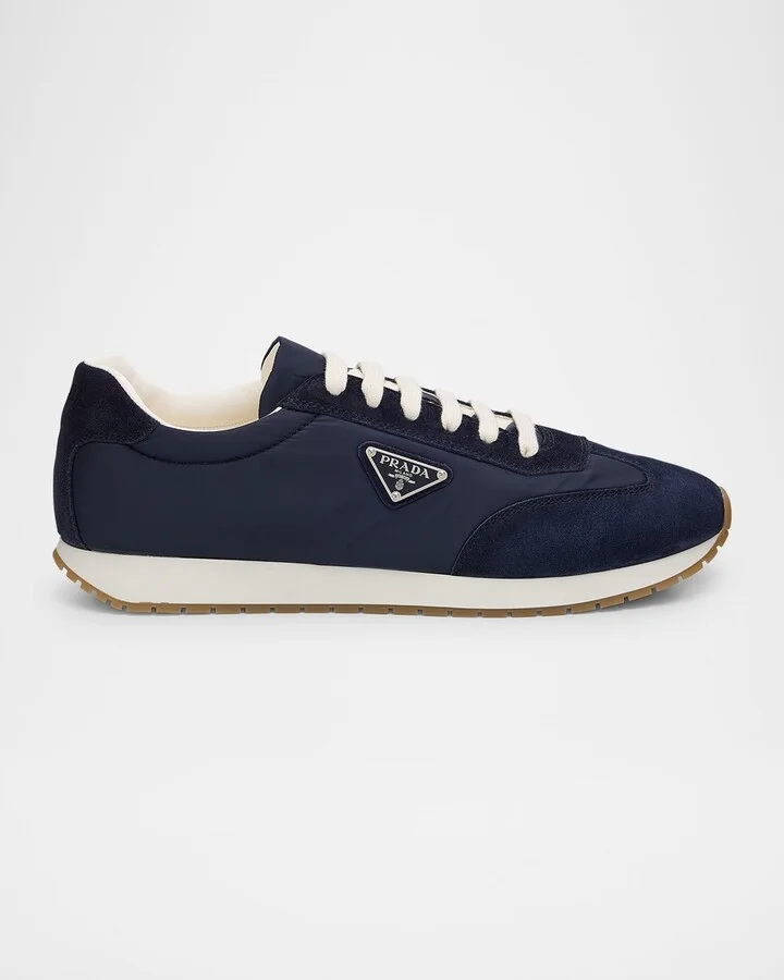Men's Rank Nylon and Leather Low-Top Sneakers