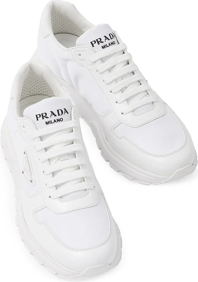 Men's Re-Nylon and Brushed Leather Sneakers - White - Size 6 - Image 3