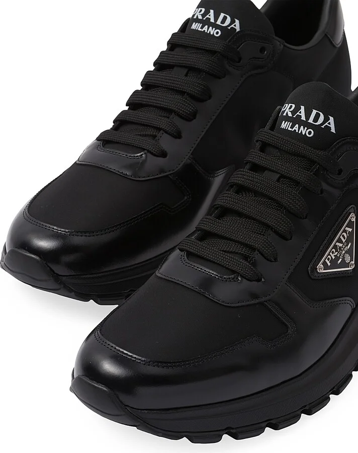 Men's Re-Nylon and Brushed Leather Sneakers - White - Size 6 - Image 9