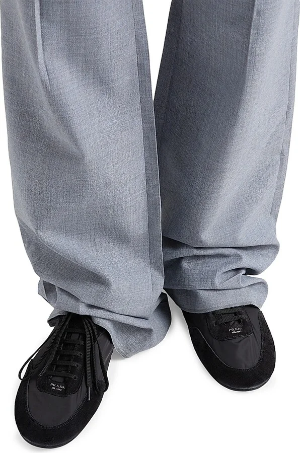 Men's Re-Nylon and Suede Elasticized Sneakers - Black - Size 7 - Image 2