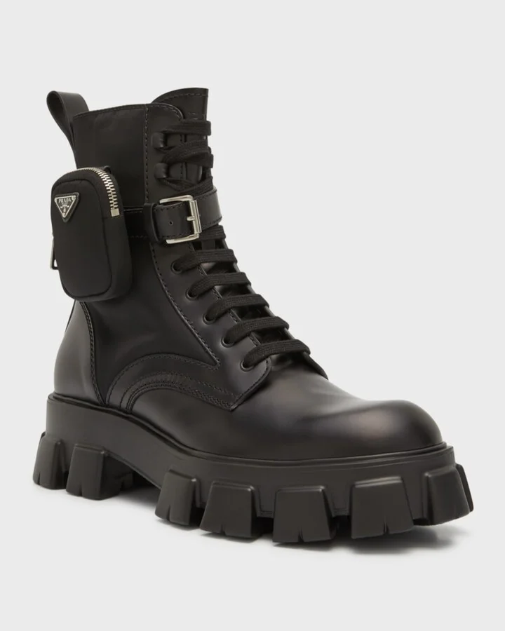 Men's Re-Nylon & Leather Zip Pocket Combat Boots - Image 4