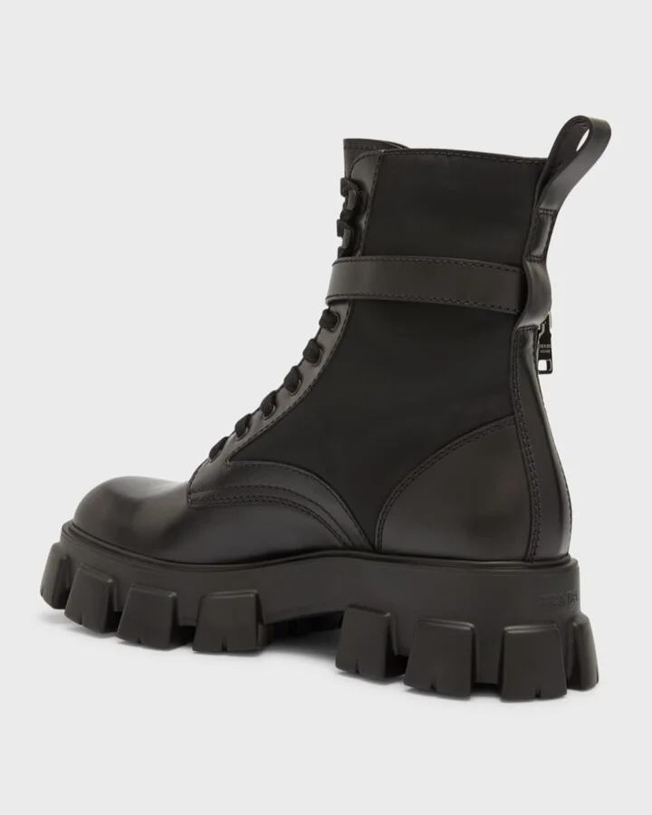 Men's Re-Nylon & Leather Zip Pocket Combat Boots - Image 5