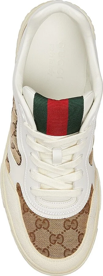 Men's Re-Web GG Canvas Sneakers - Ivory Beige - Size 13 - Image 5