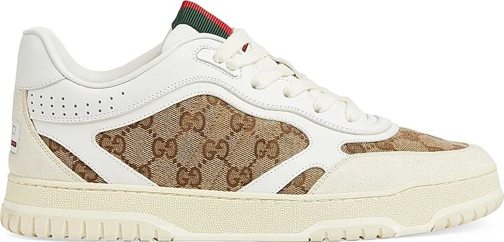 Men's Re-Web GG Canvas Sneakers - Ivory Beige - Size 13