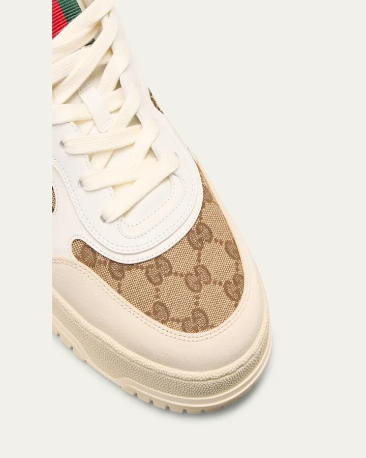 Men's Re-Web GG Supreme Canvas and Leather Sneakers - Image 9