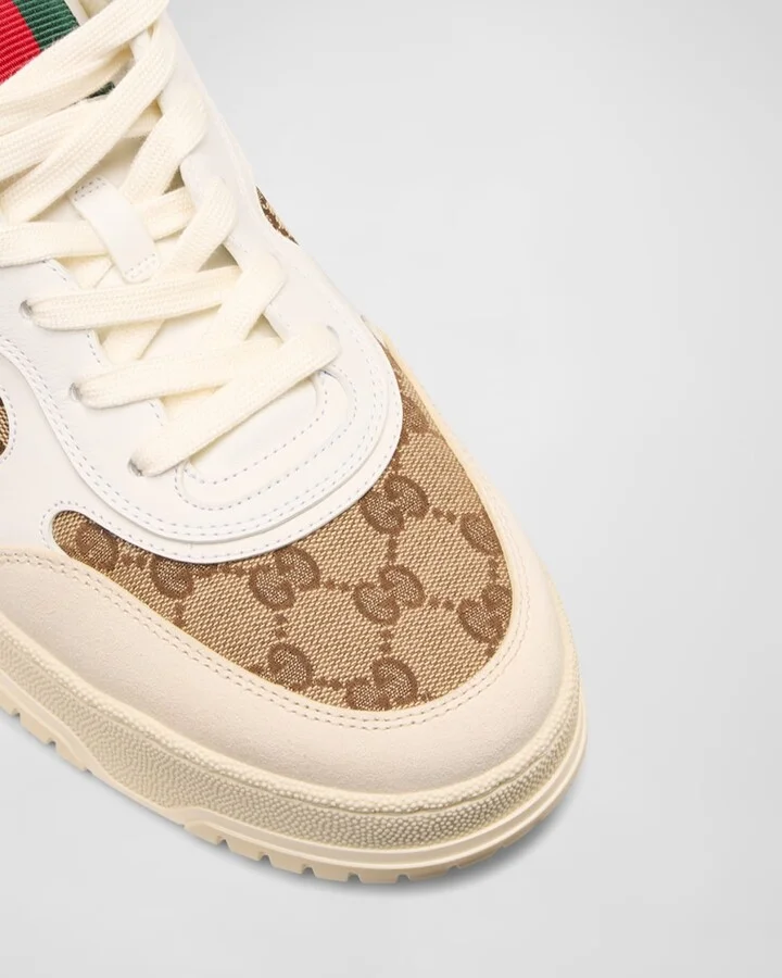 Men's Re-Web GG Supreme Canvas and Leather Sneakers - Image 2