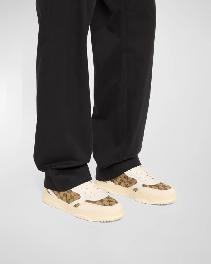 Men's Re-Web GG Supreme Canvas and Leather Sneakers - Image 3