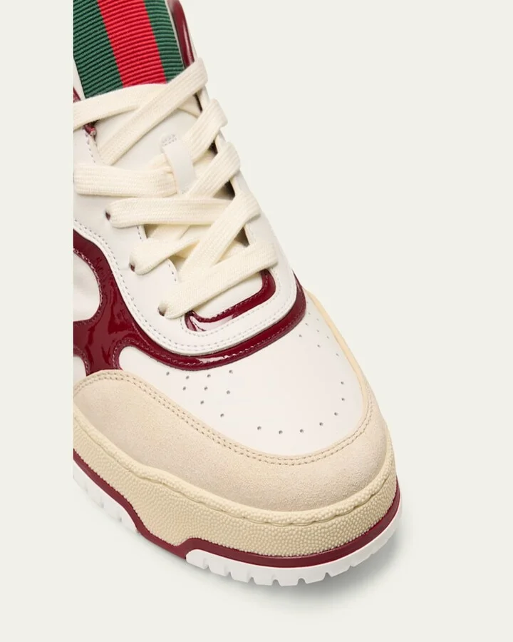 Men's Re-Web Suede and Calf Patent Leather Sneakers - Image 8