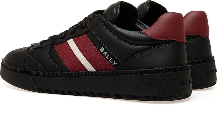 Men's Rebby Striped Leather Low-Top Sneakers - White Bally Red - Size 8 - Image 7