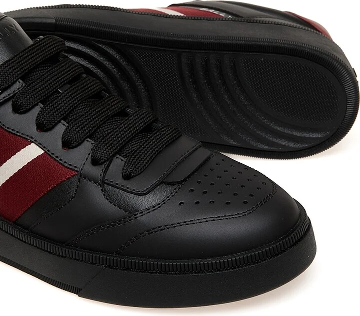Men's Rebby Striped Leather Low-Top Sneakers - White Bally Red - Size 8 - Image 8