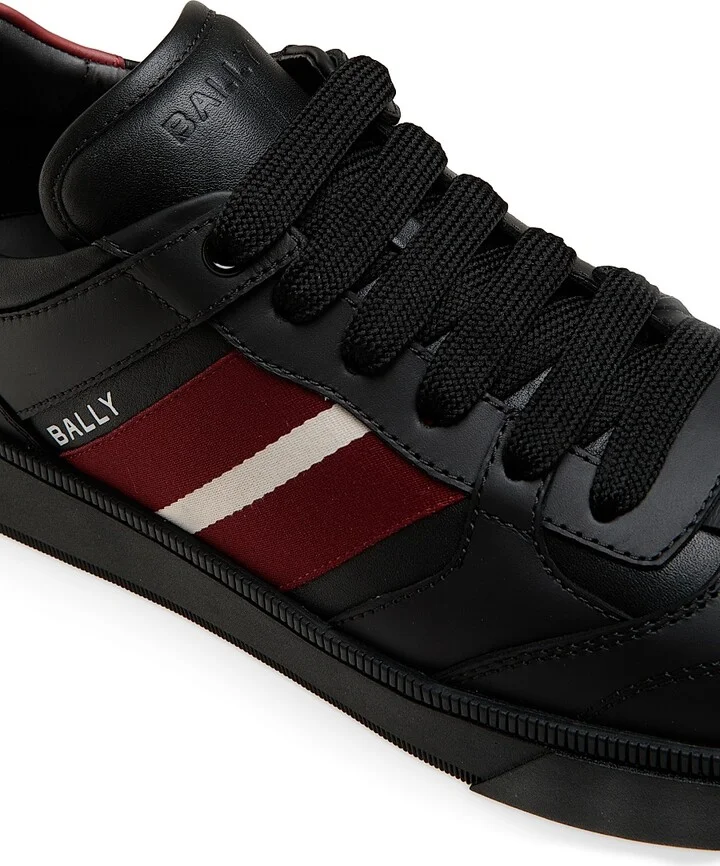 Men's Rebby Striped Leather Low-Top Sneakers - White Bally Red - Size 8 - Image 9