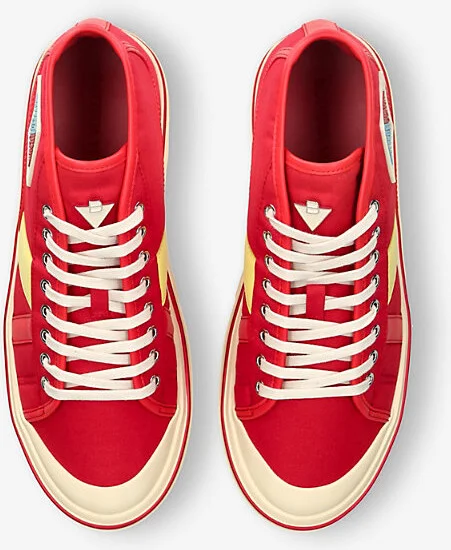 Mens Red Comb Eliot Canvas and Leather Mid-Top Trainers Eur 45 / 11 Uk Men - Image 2