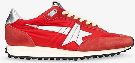 Mens Red Comb Runner Marathon Suede and Mesh Low-Top Trainers Eur 40 / 6 Uk Men