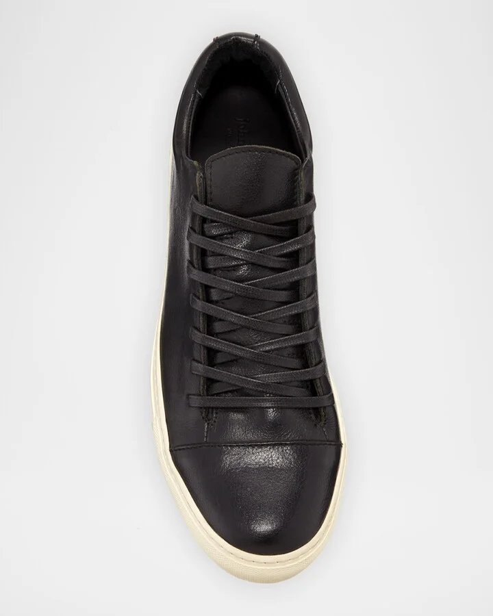 Men's Reed Leather Low-Top Sneakers, Black - Image 11