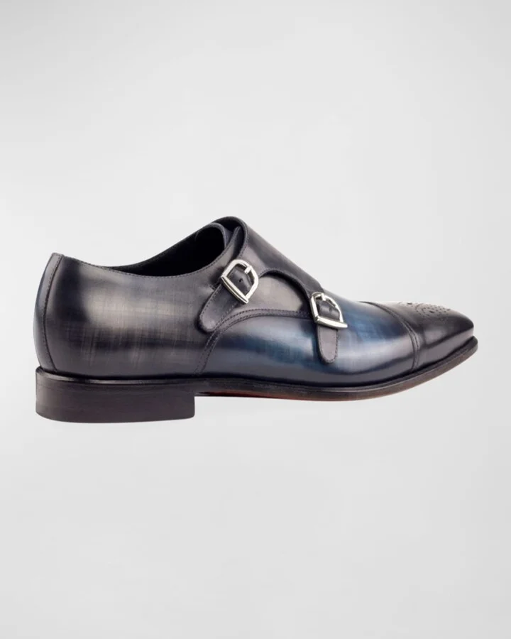 Men's Regal Two-Tone Patina Leather Double-Monk Loafers - Image 2